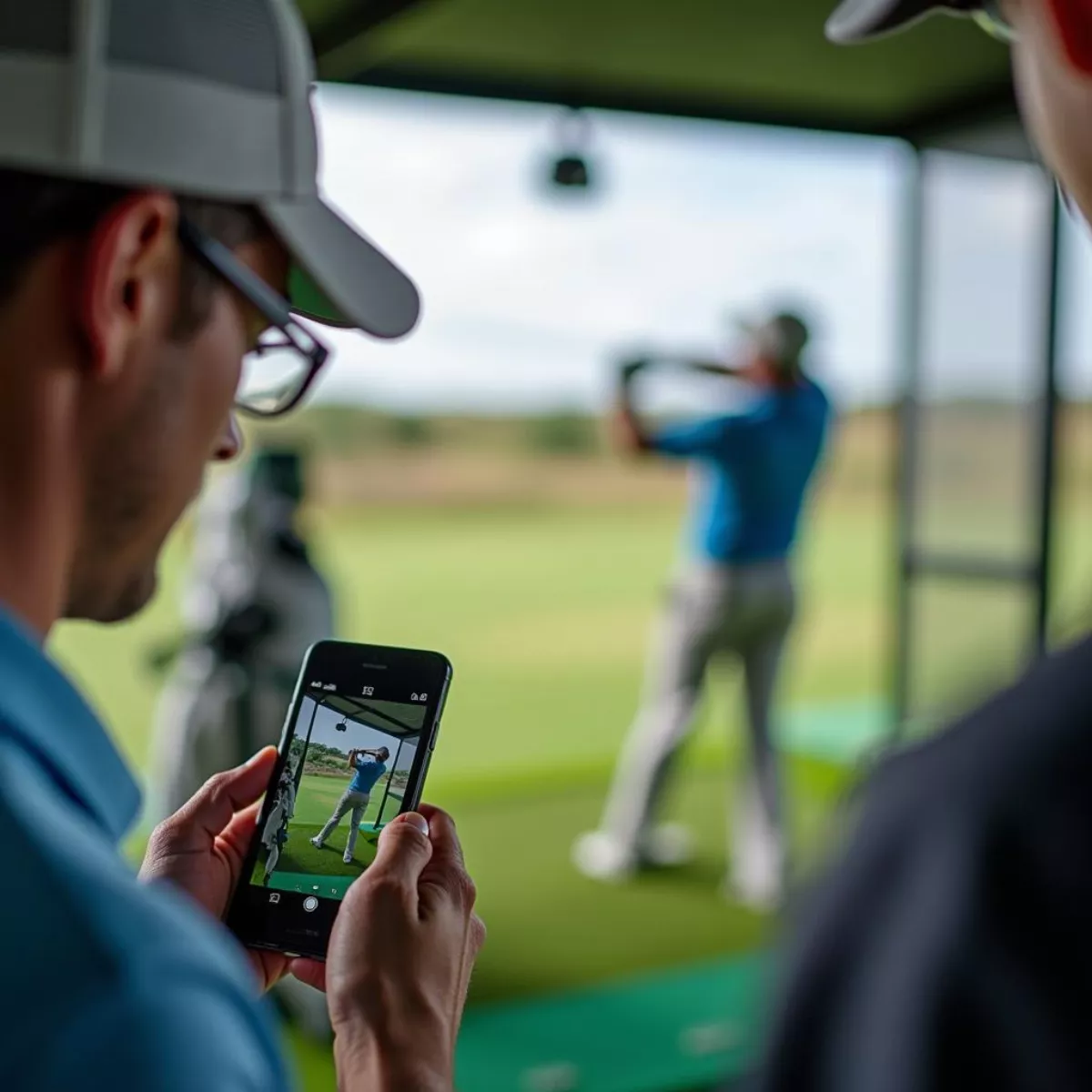 Golfer Analyzing Swing On Range