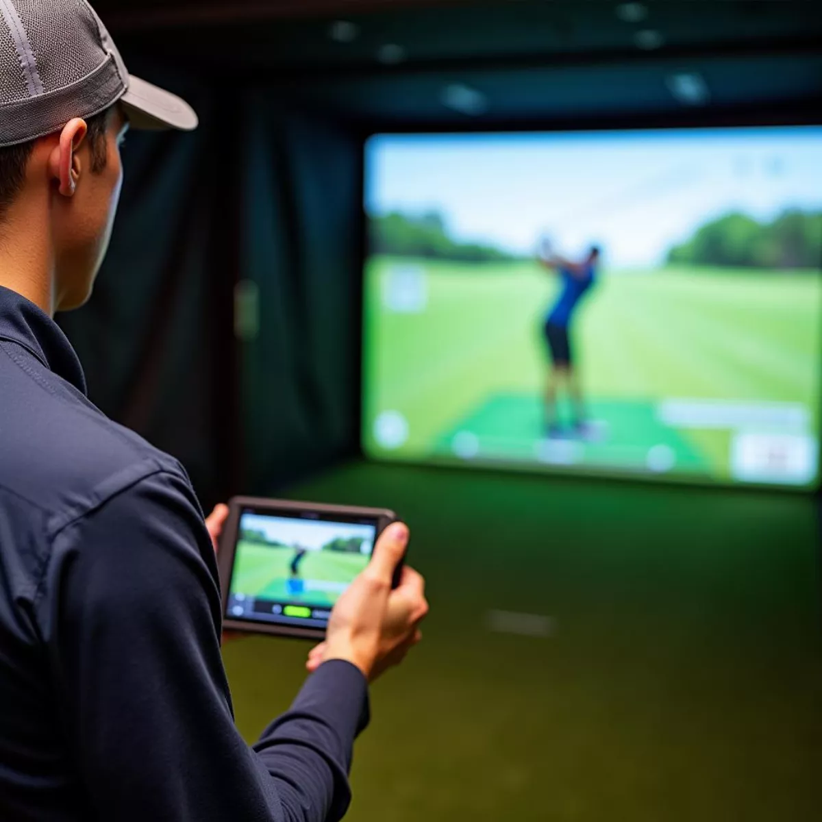 Golfer Analyzing Swing With Technology