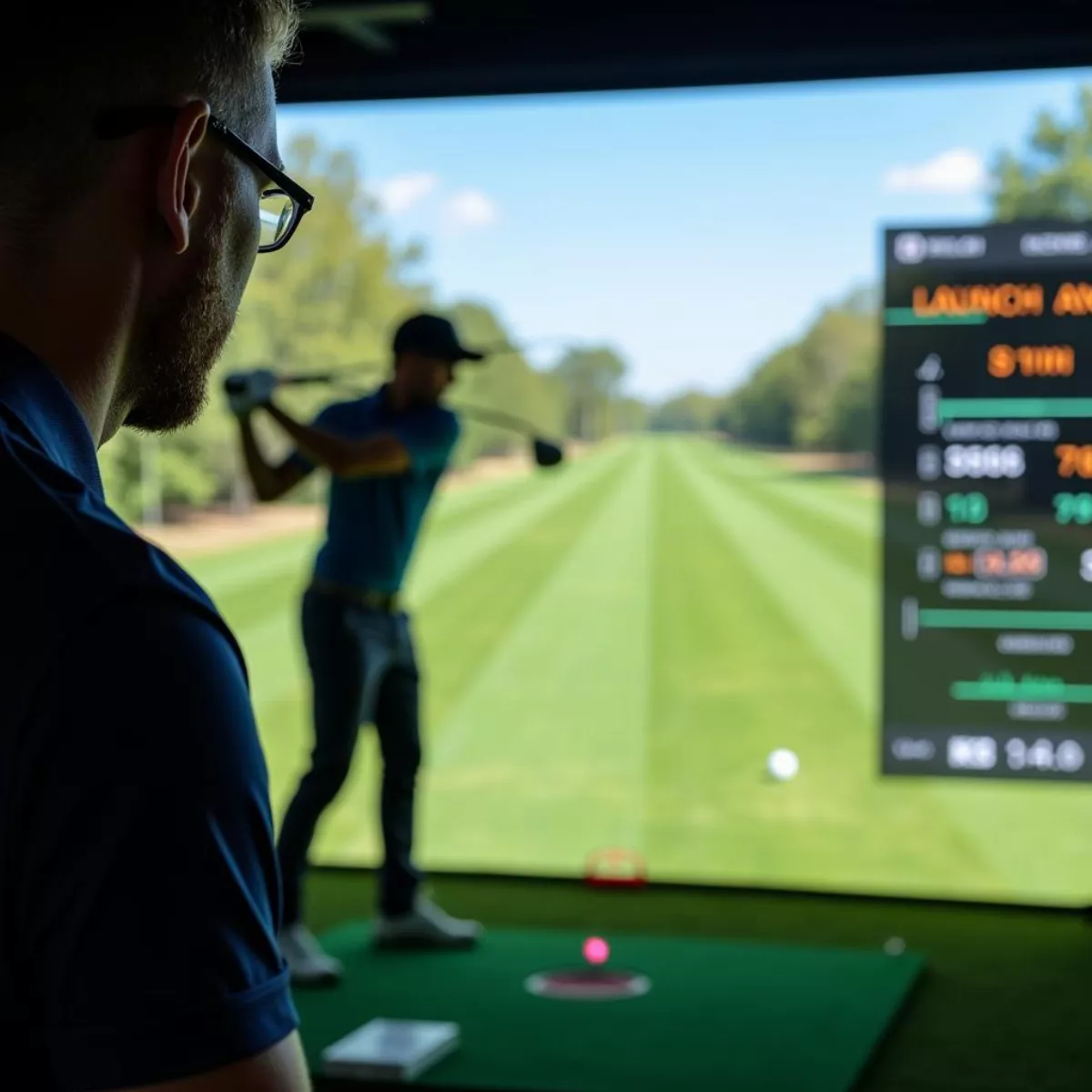 Golfer Using Launch Monitor