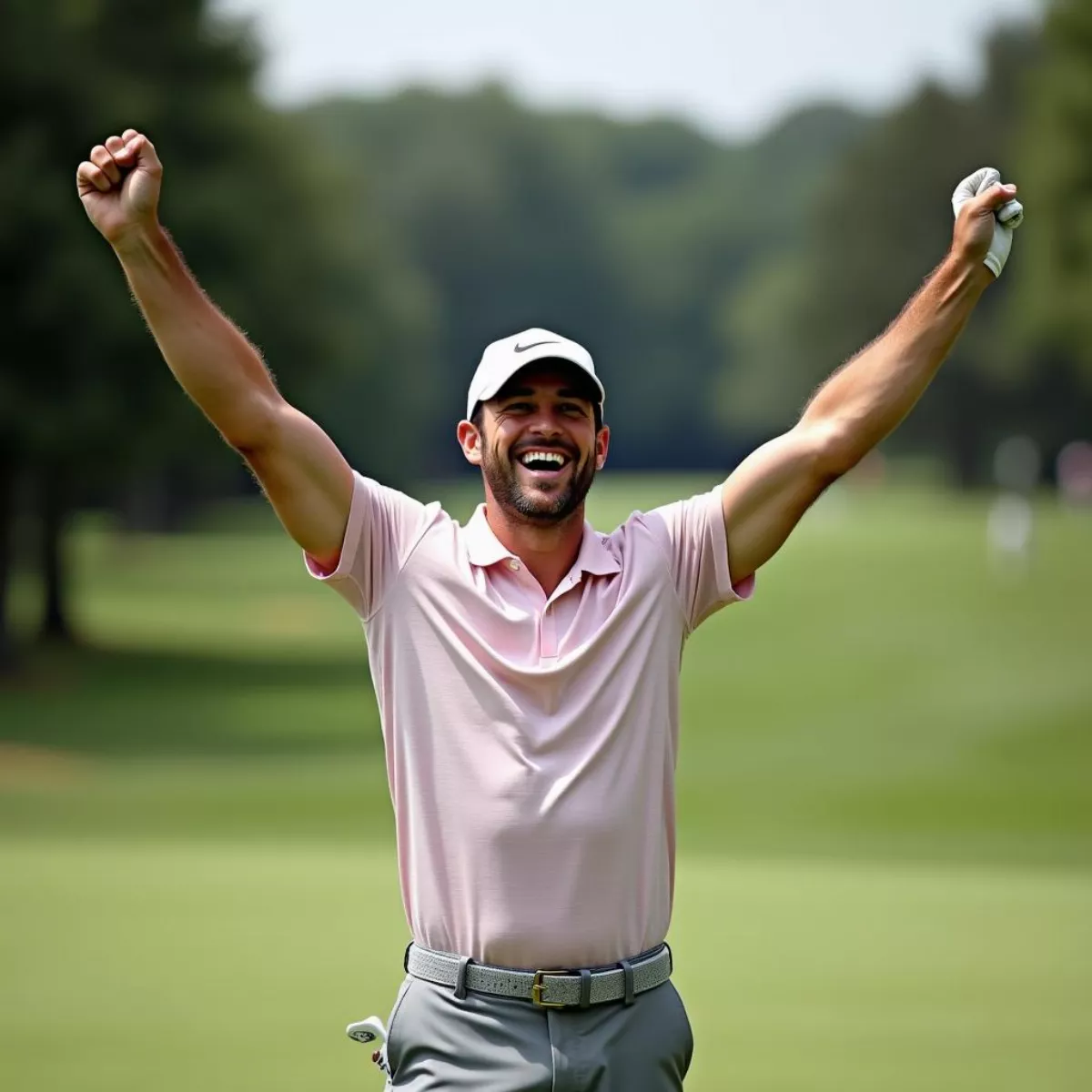 Golfer Celebrating A Successful Shot