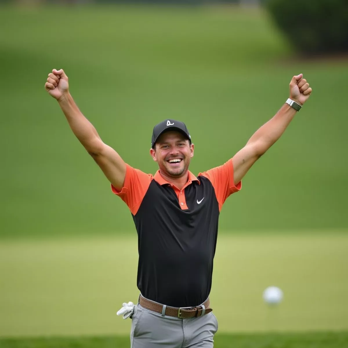 Golfer Celebrating A Hole-In-One