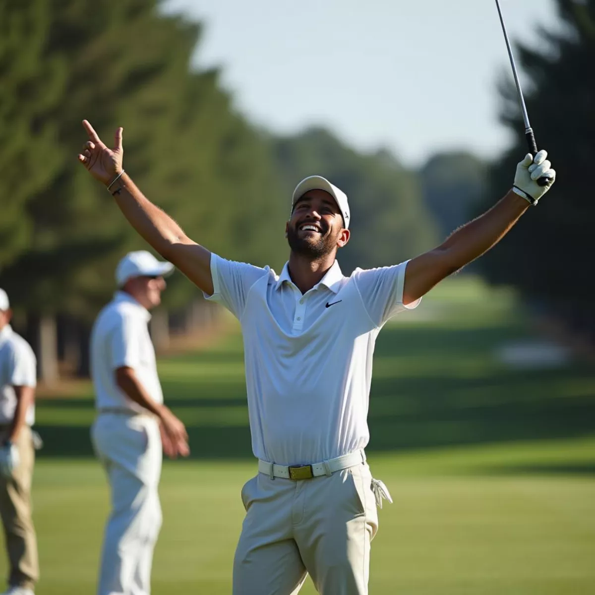 Golfer Celebrating On Green