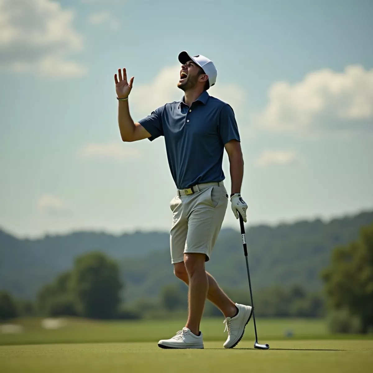 Golfer Celebrating A Successful Shot