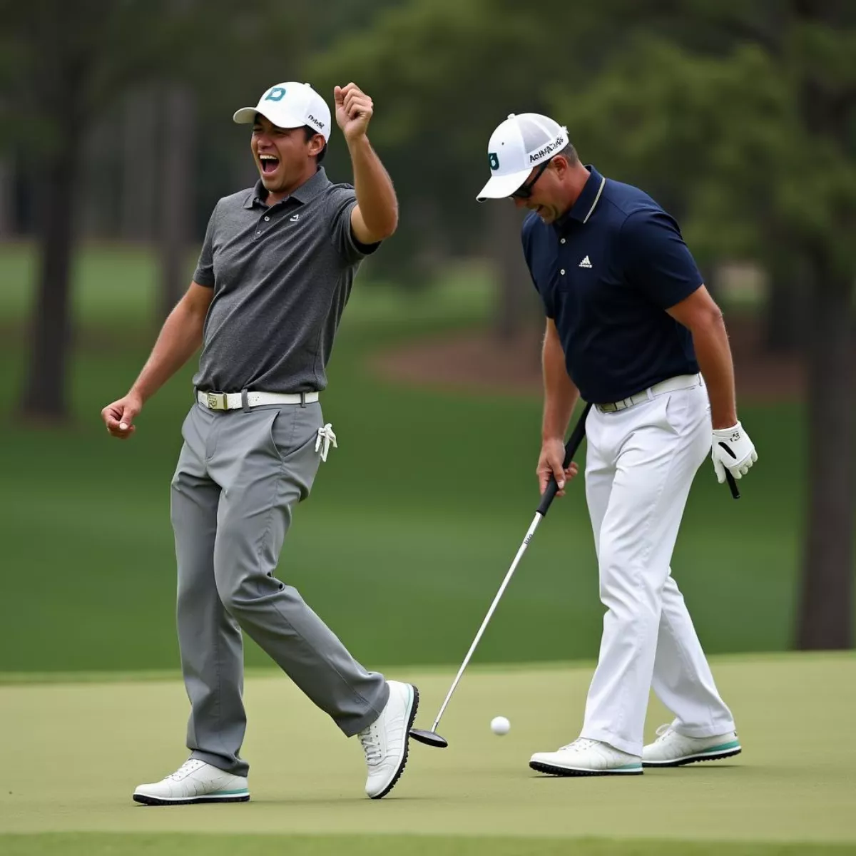 Golfer Celebrating A Successful Shot