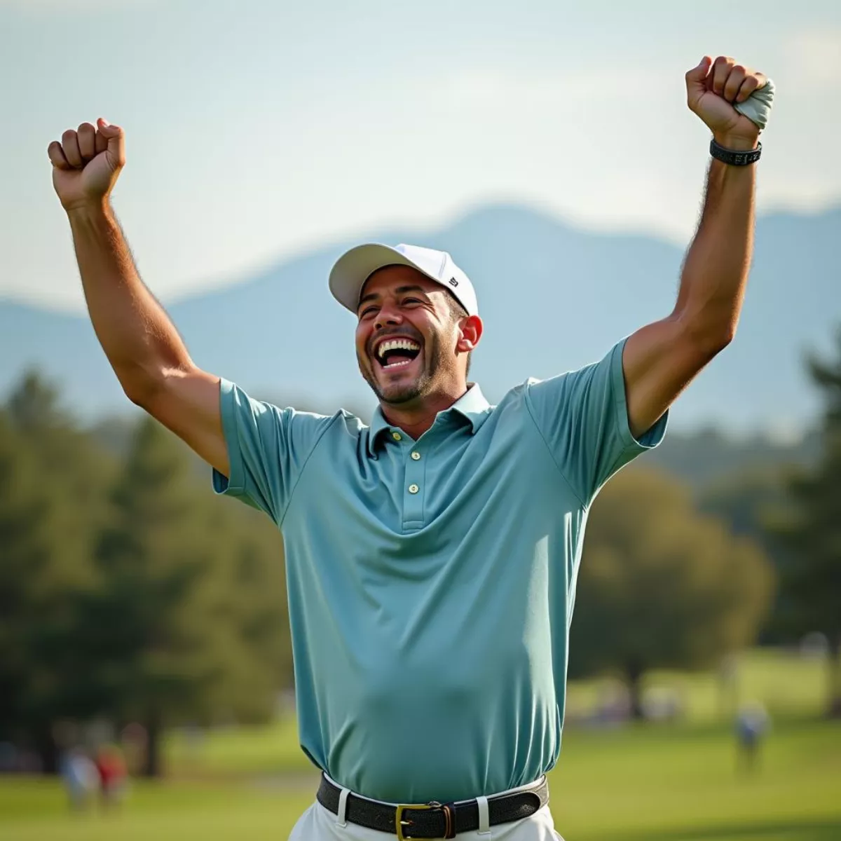 Golfer Celebrating A Successful Shot