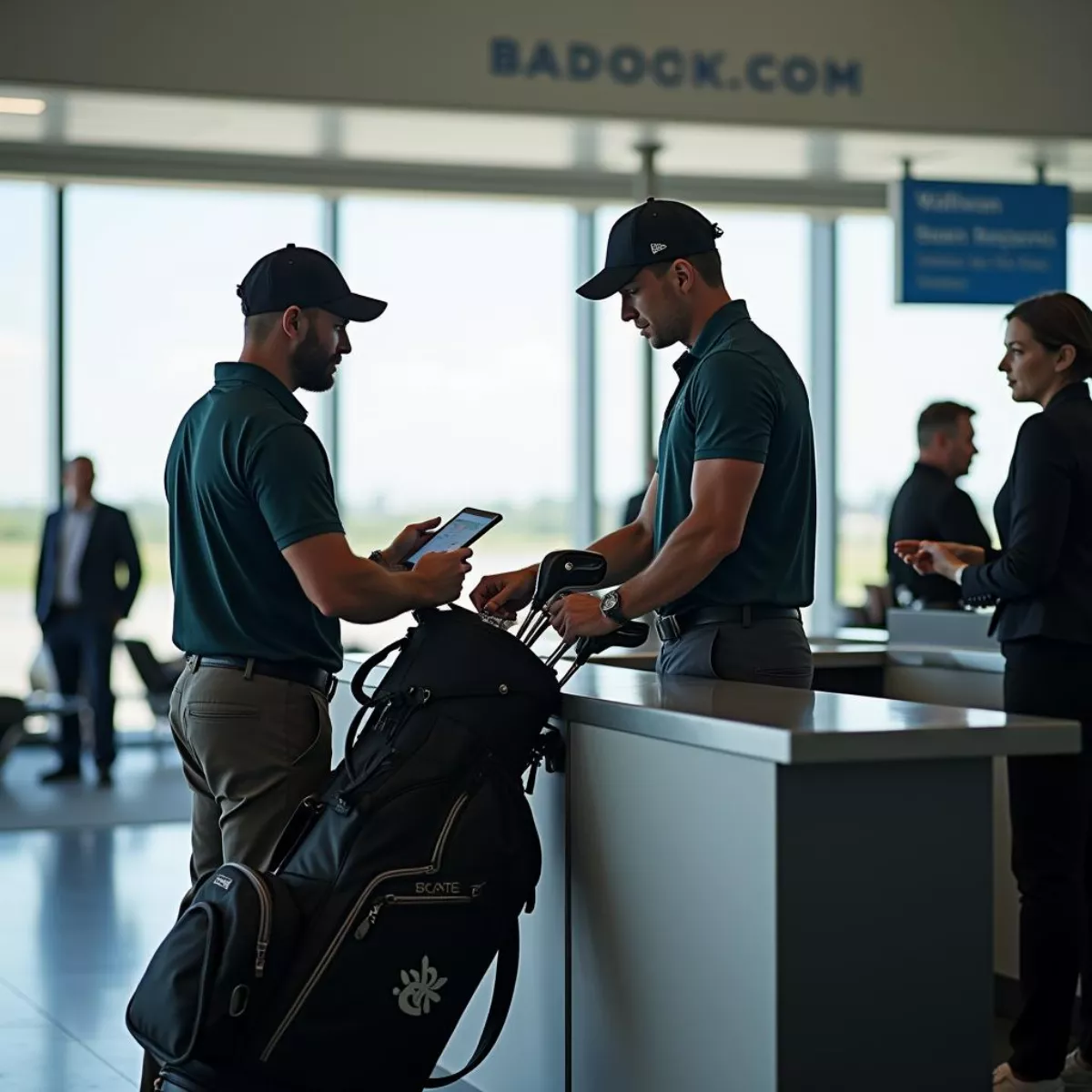 Golfer Checking Golf Bag At Airport