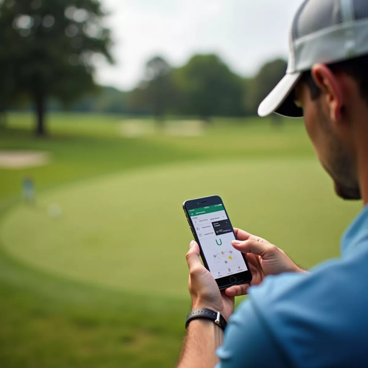 Golfer Using A Handicap Tracking App