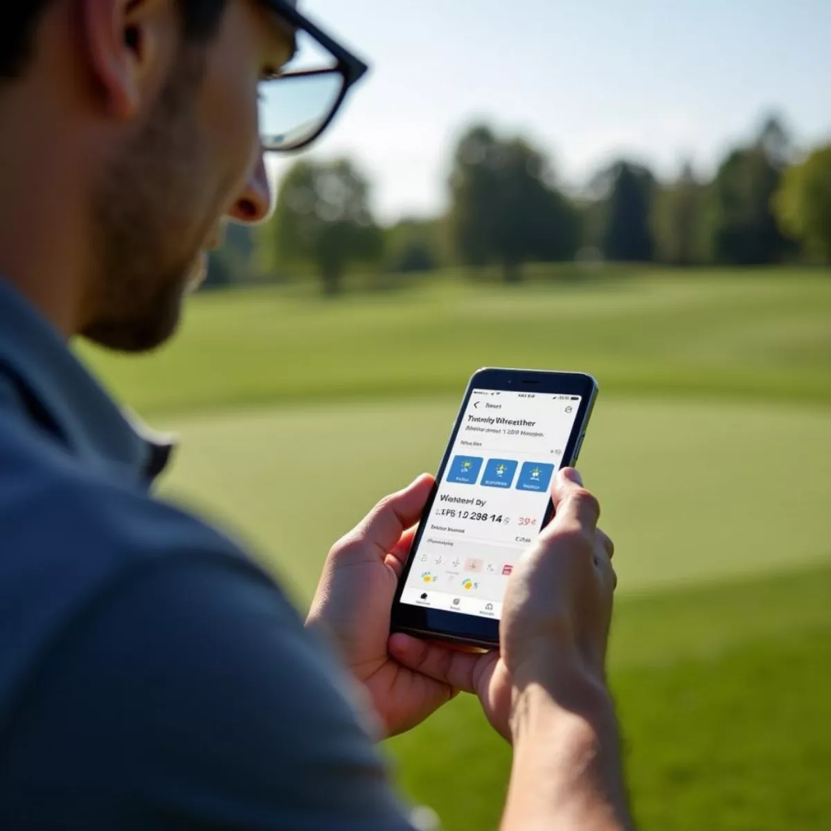 Golfer Using Weather App