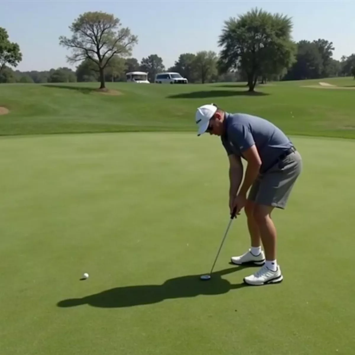 Golfer Chipping Onto The Green