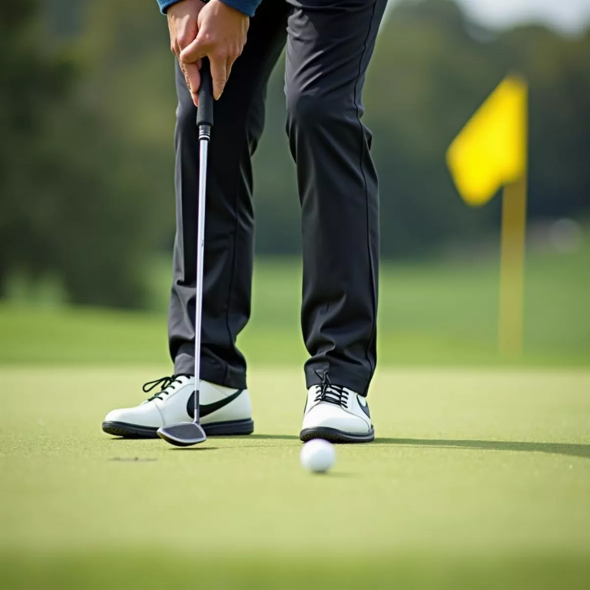 Golfer Chipping Onto Green