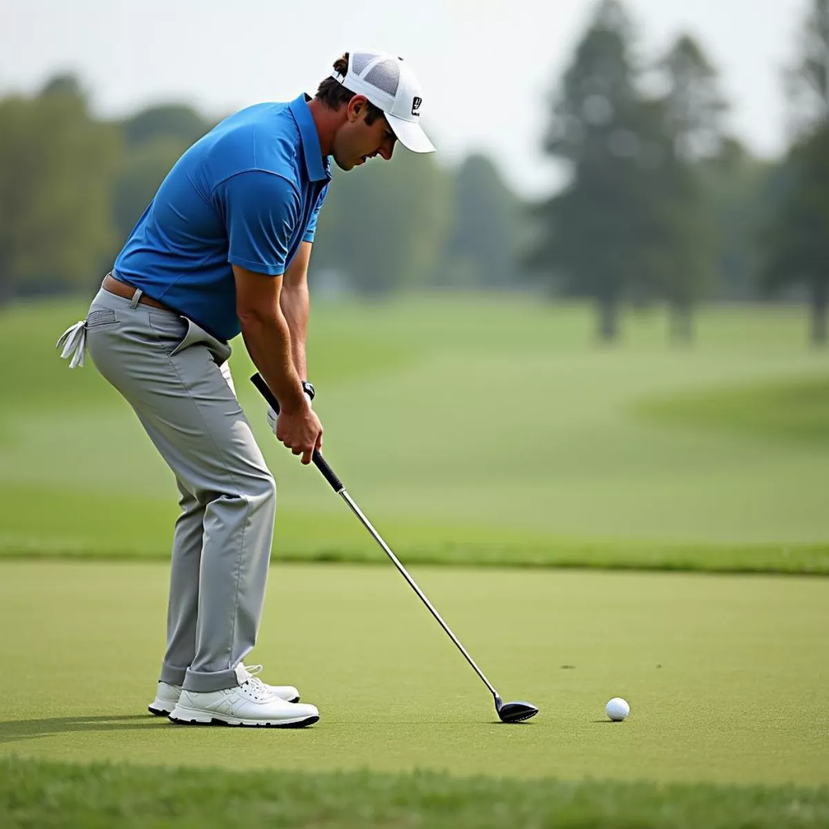 Golfer Chipping Ball Near Green