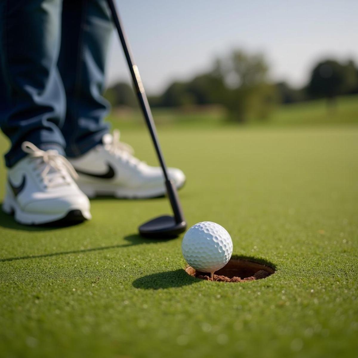 Golfer Chipping onto the Green