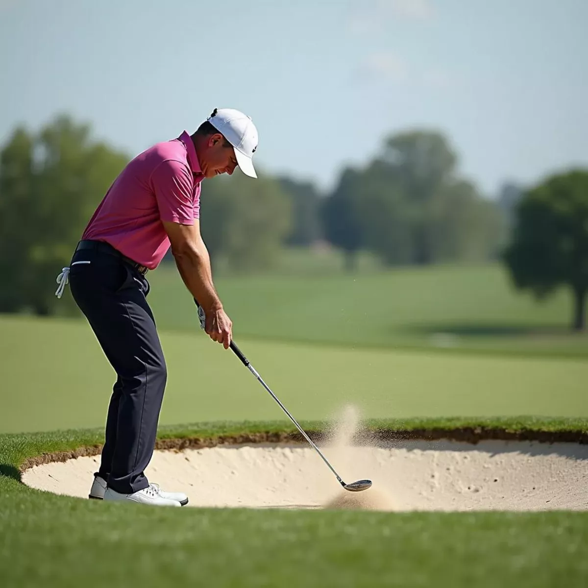 Golfer Chipping Over Bunker