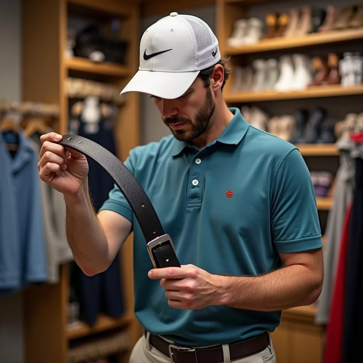 Golfer Choosing Belt