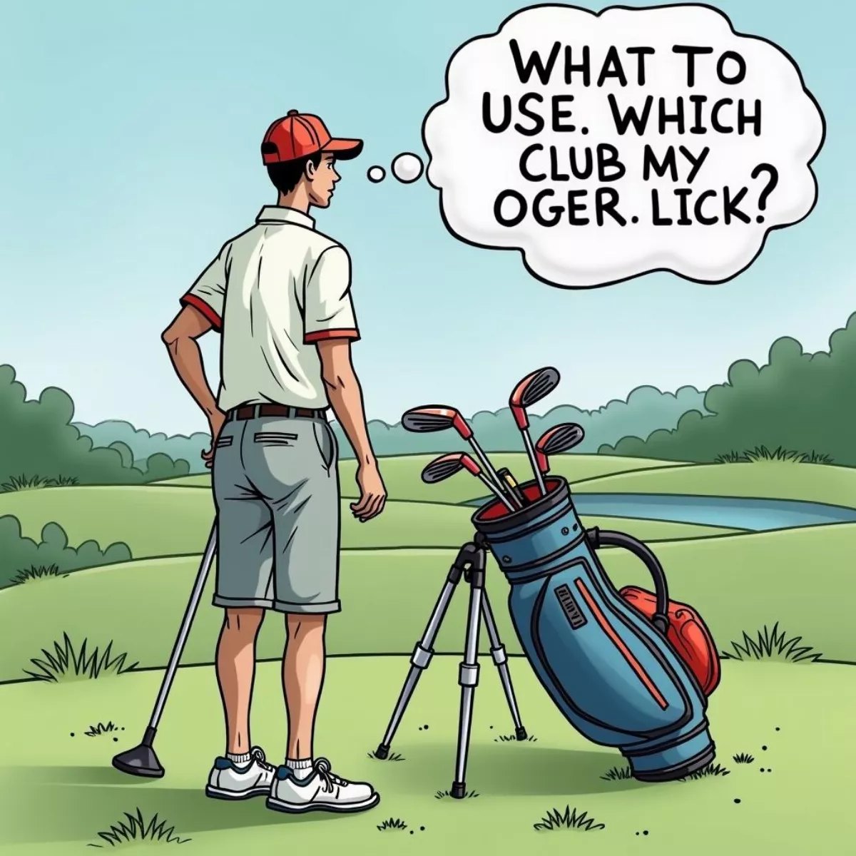 Golfer Choosing Club