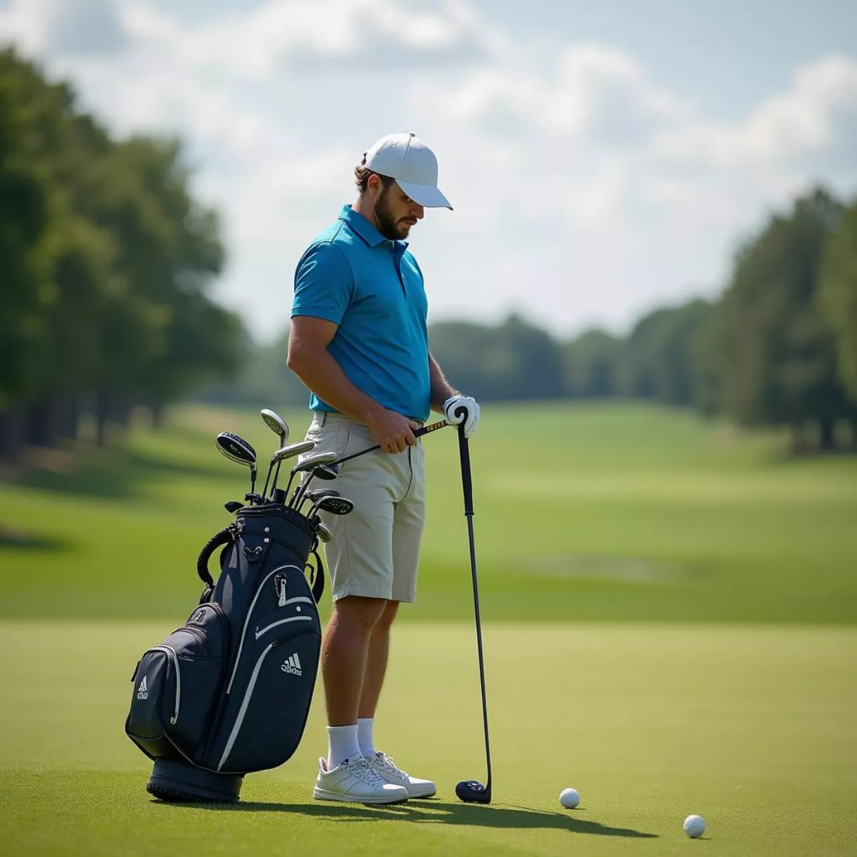 Golfer Selecting Club From Bag