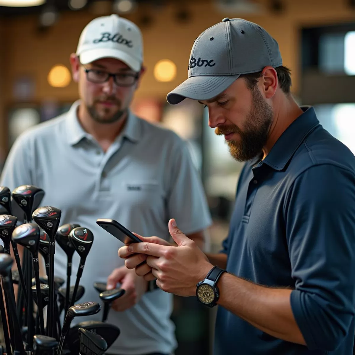 Golfer Choosing Clubs