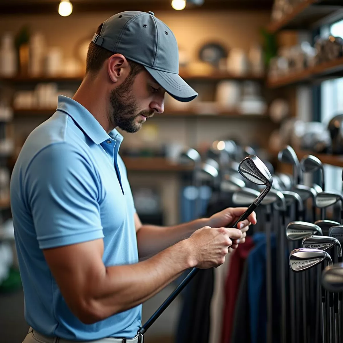 Golfer Selecting A Driving Iron