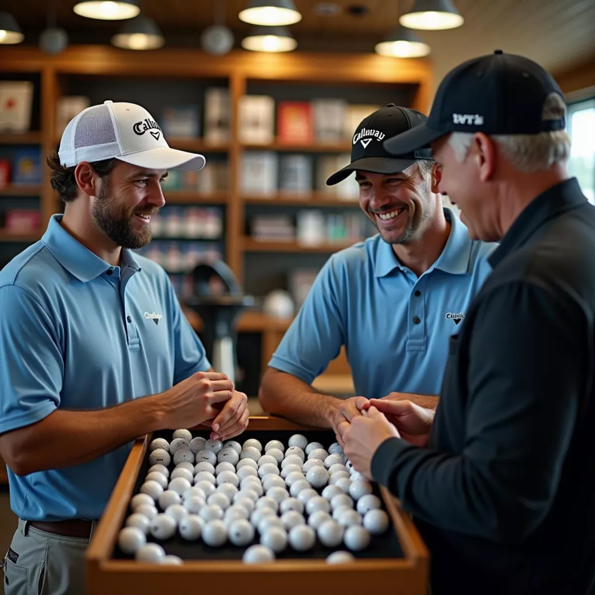 Golfer Choosing A Golf Ball In A Pro Shop