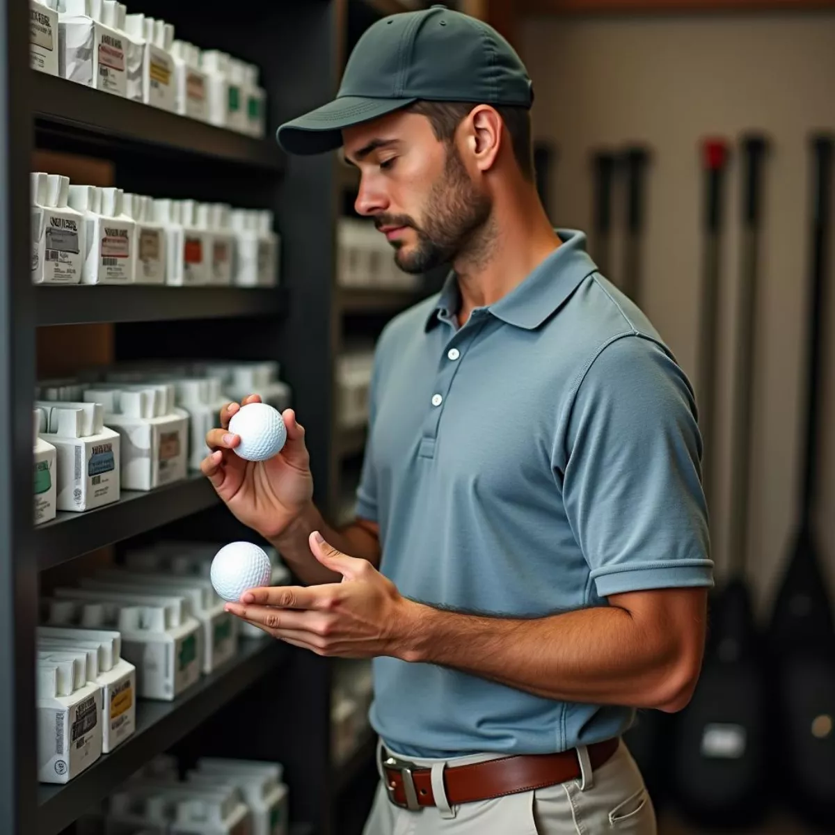 Golfer Choosing Golf Balls