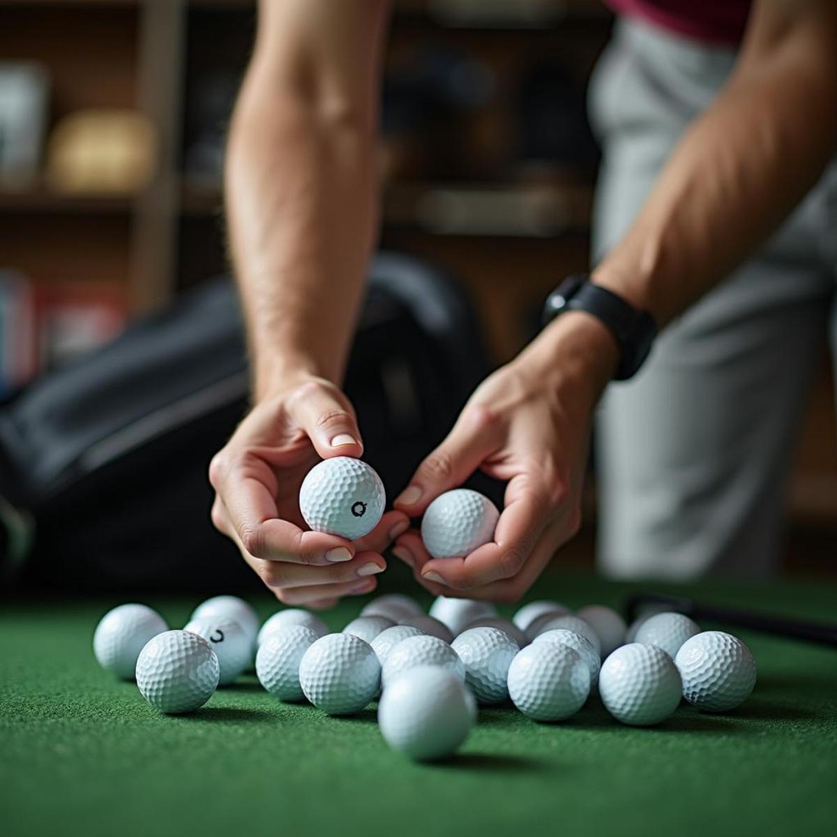 Golfer Selecting Golf Balls