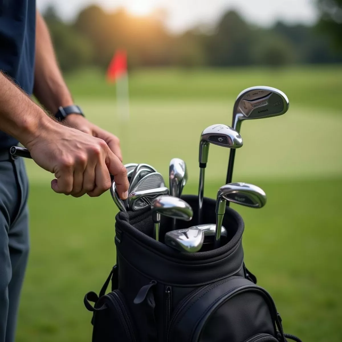 Golfer Selecting An Iron