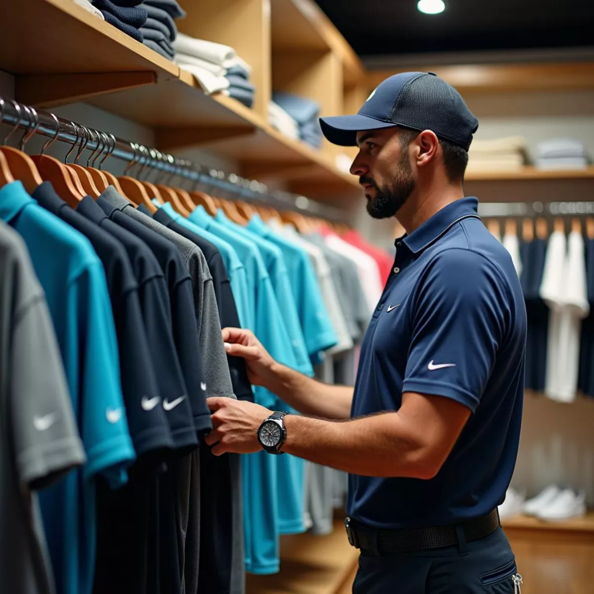 Golfer Selecting Nike Shirt