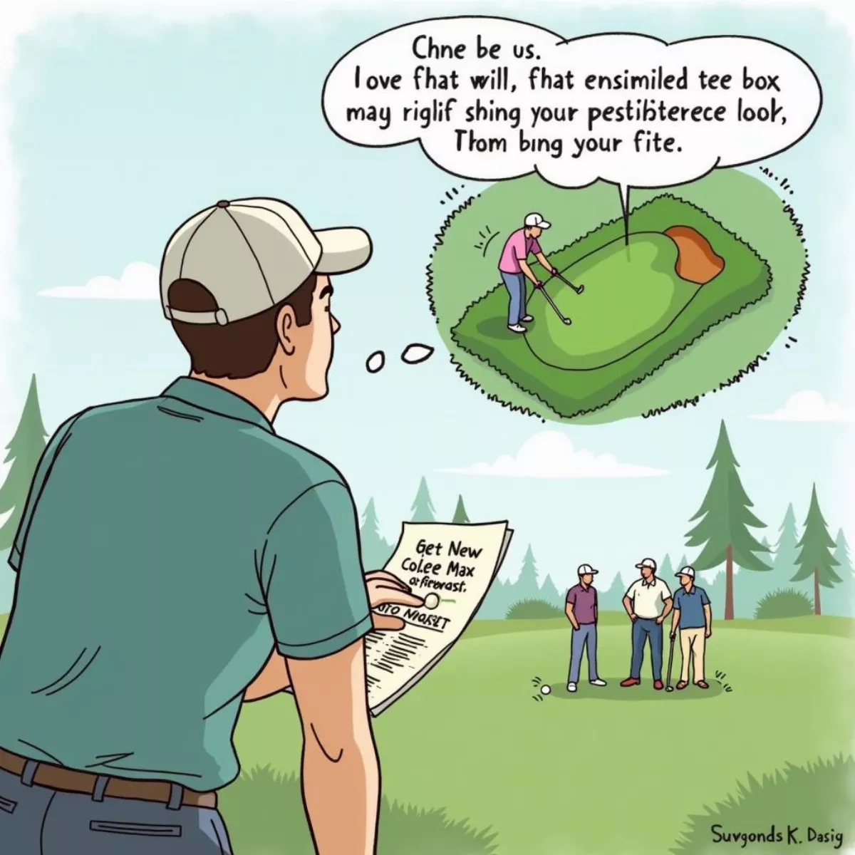 Golfer Deciding On Tee Box