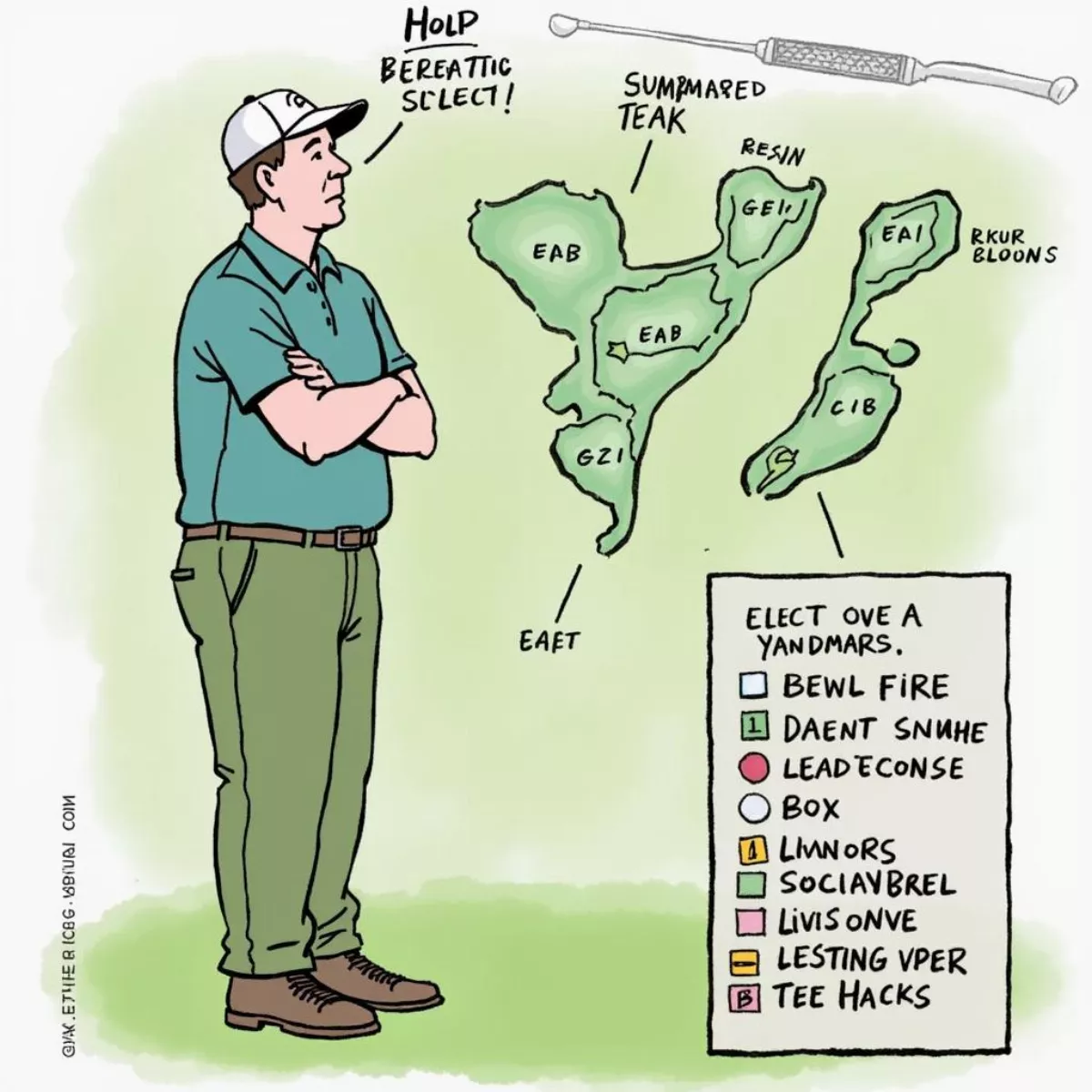 Golfer Selecting Tee Box At Oak Hill East Course