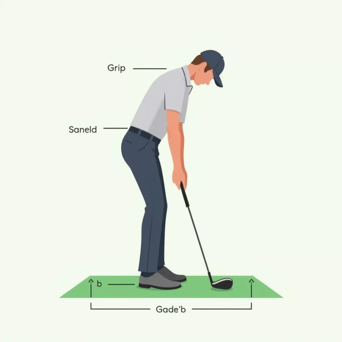 Golfer Demonstrating Correct Stance And Grip