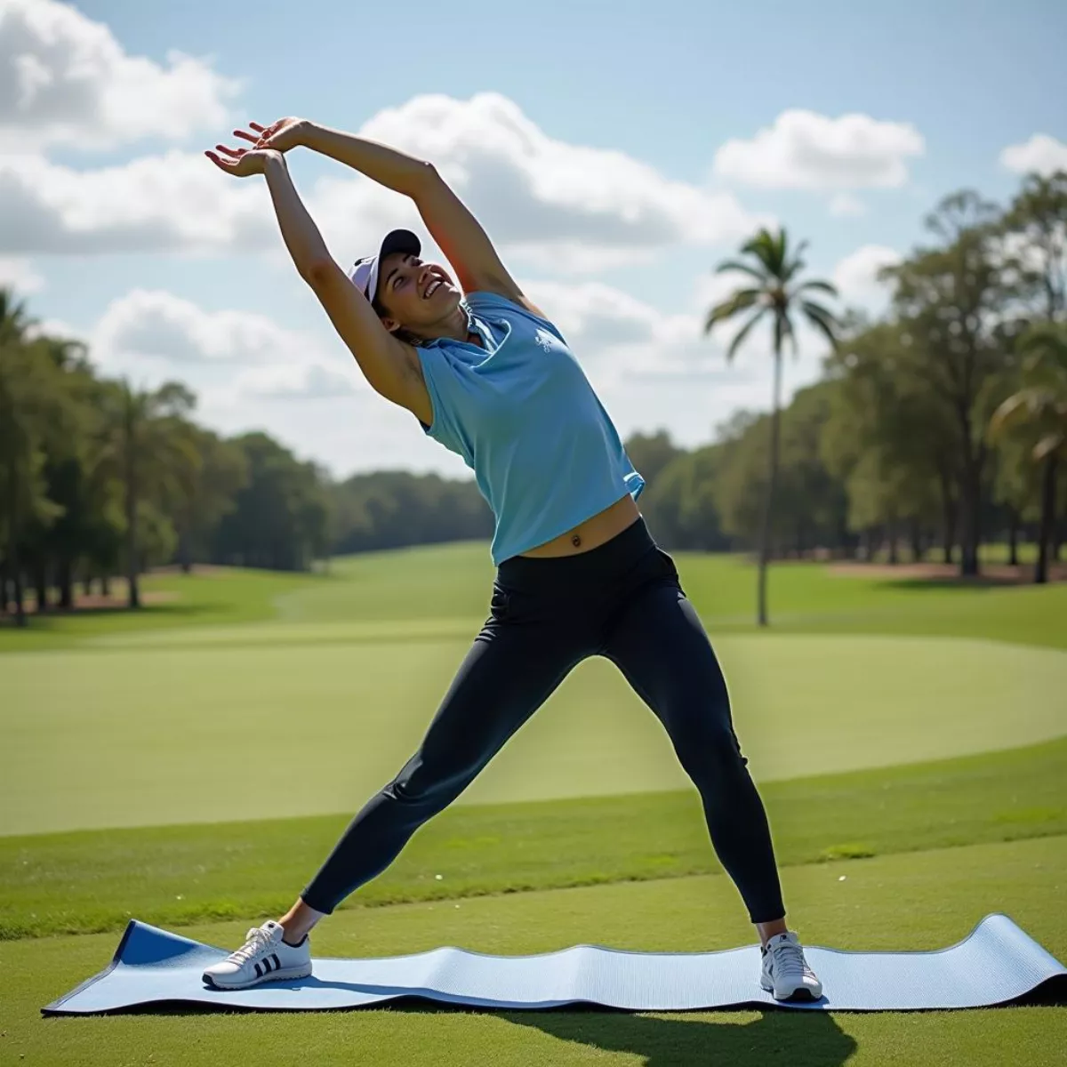 Golfer Doing Yoga Stretches