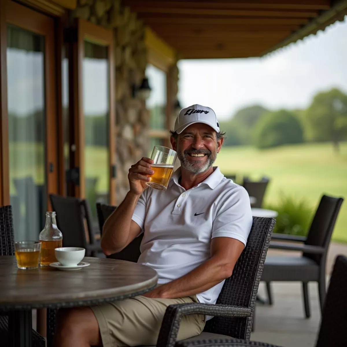 Golfer Relaxing After A Game