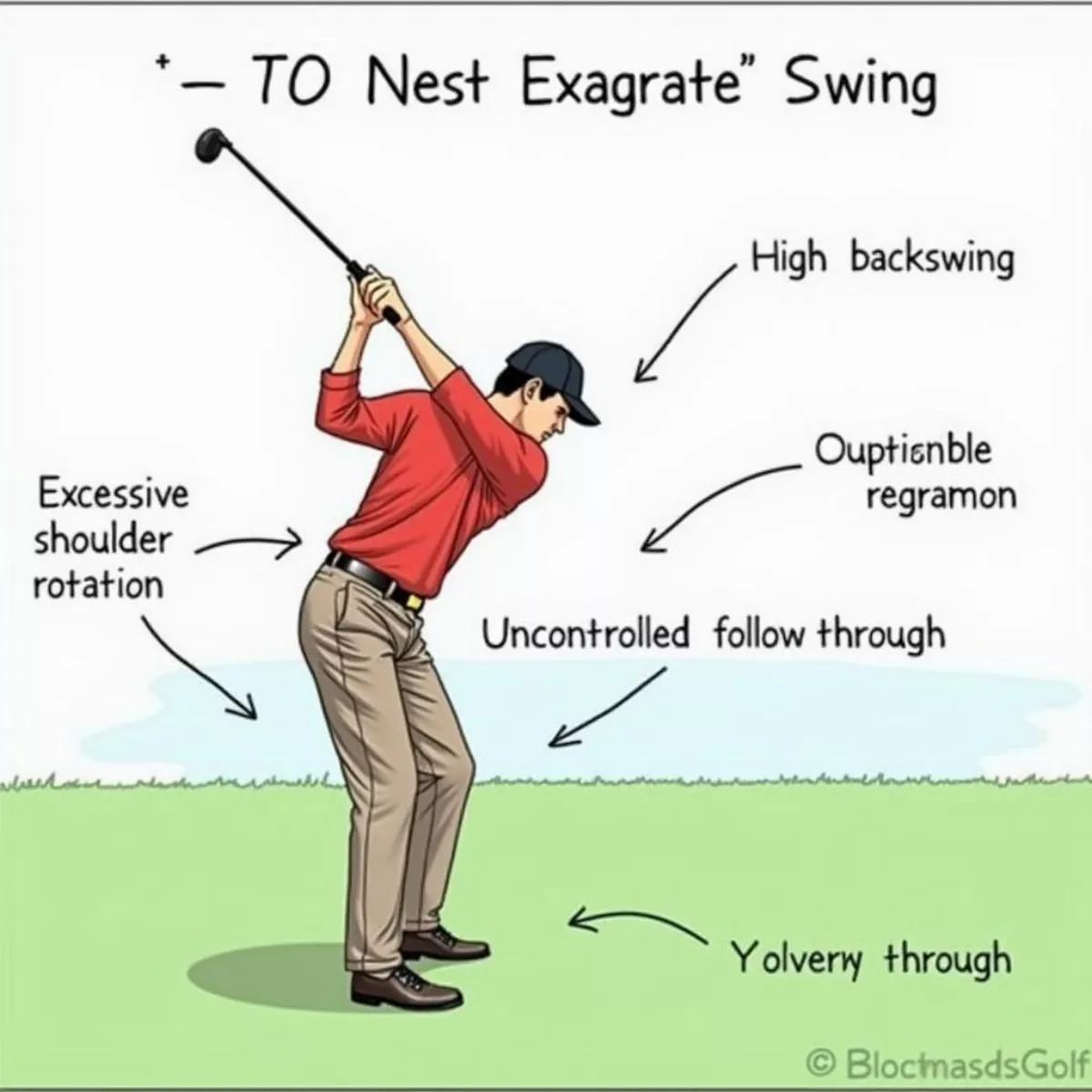 Golfer With Exaggerated Swing