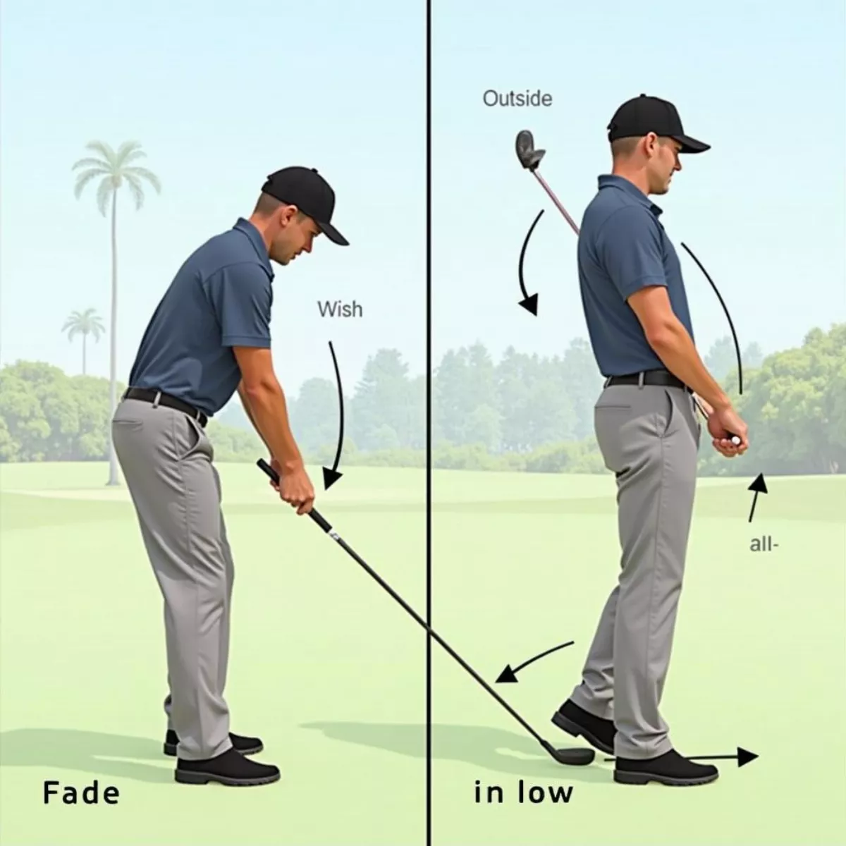 Golfer Executing Fade And Draw Shots