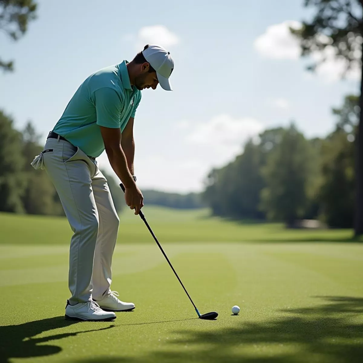 Golfer Executing A Smooth Putting Stroke