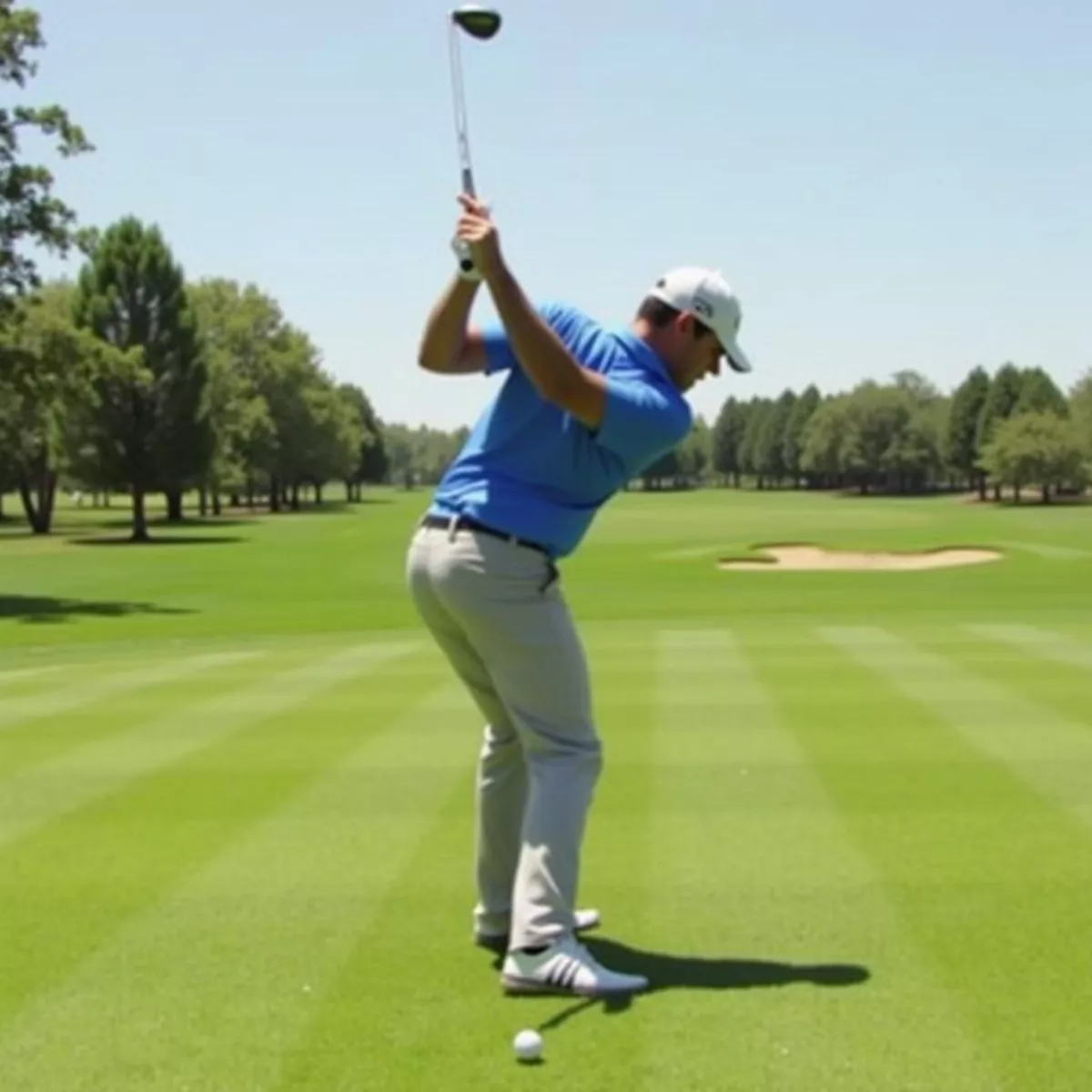 Golfer Finishing A Pitch Shot With Balanced Follow Through