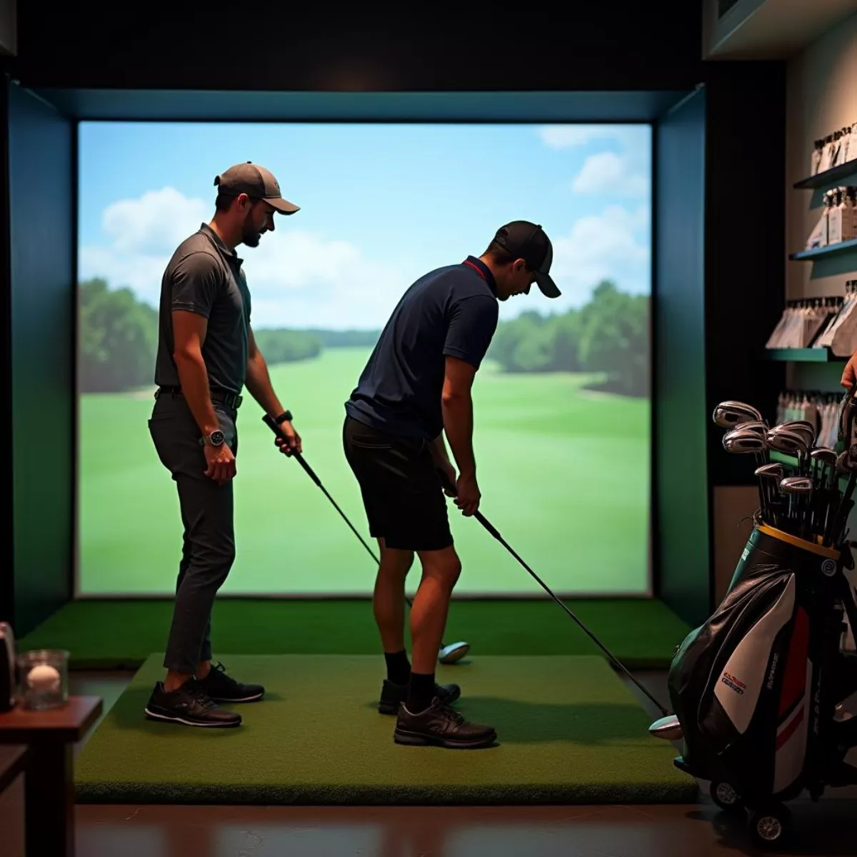 Golfer Getting Fitted For Golf Clubs