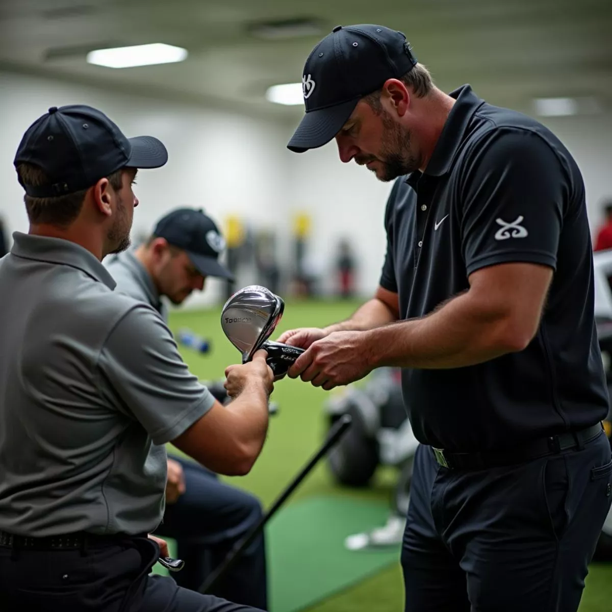 Golfer Getting Custom Fitted For Golf Clubs