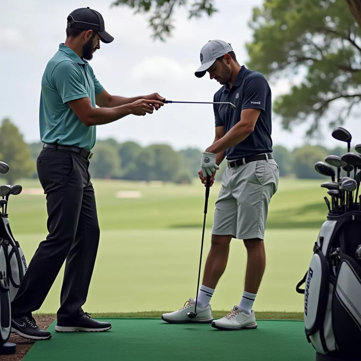 Golfer Getting Fitted For Clubs