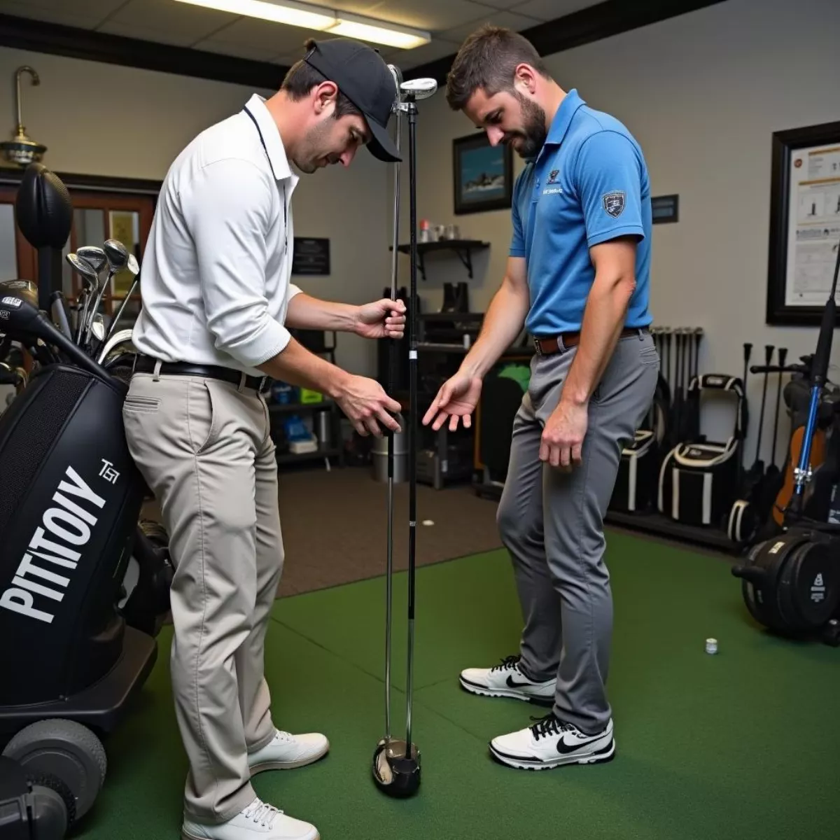 Golfer Getting Fitted For Driver