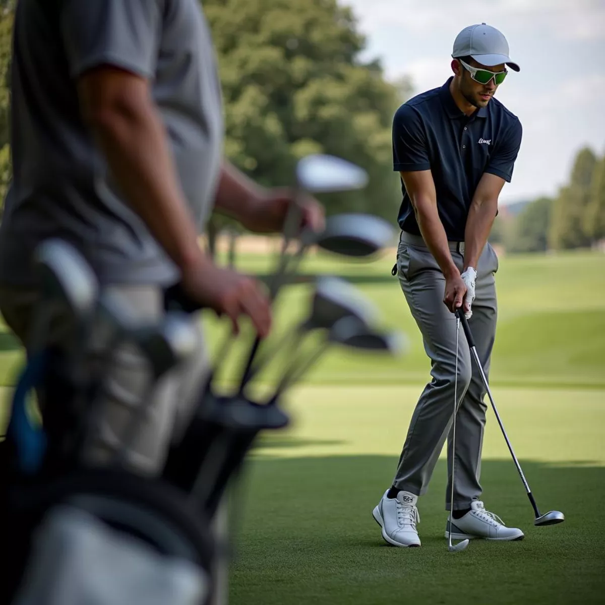 Golfer Getting Fitted For Irons