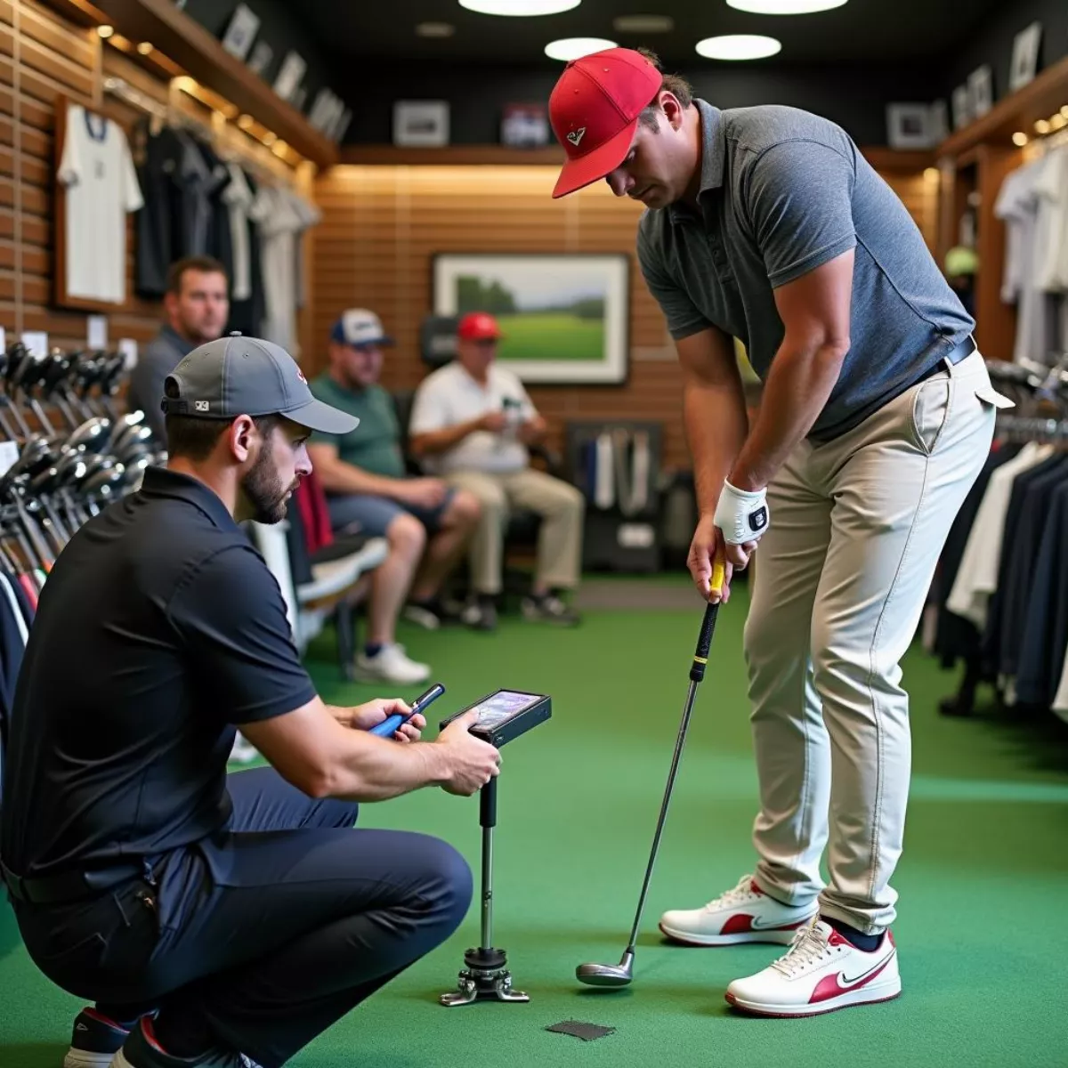 Golfer Getting Fitted For A Putter