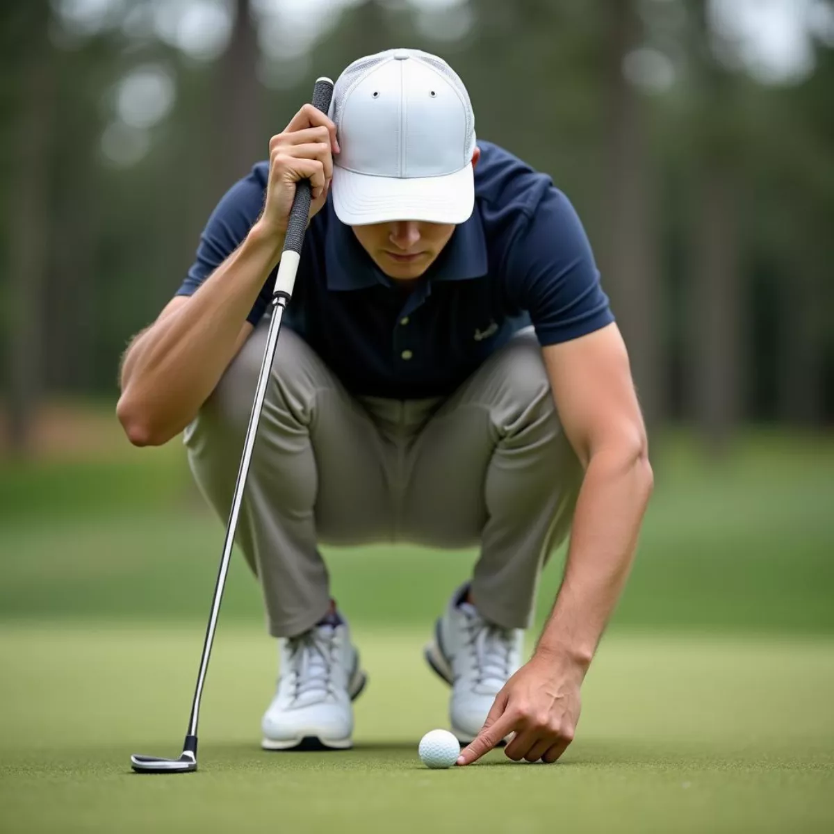 Golfer Concentrating On Putting