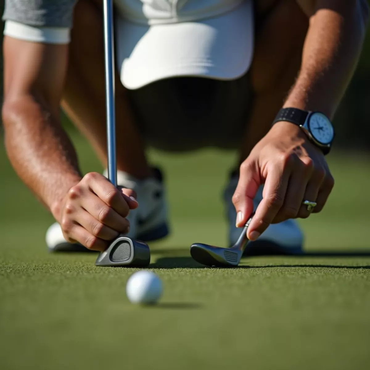 Golfer Concentrating On Putting