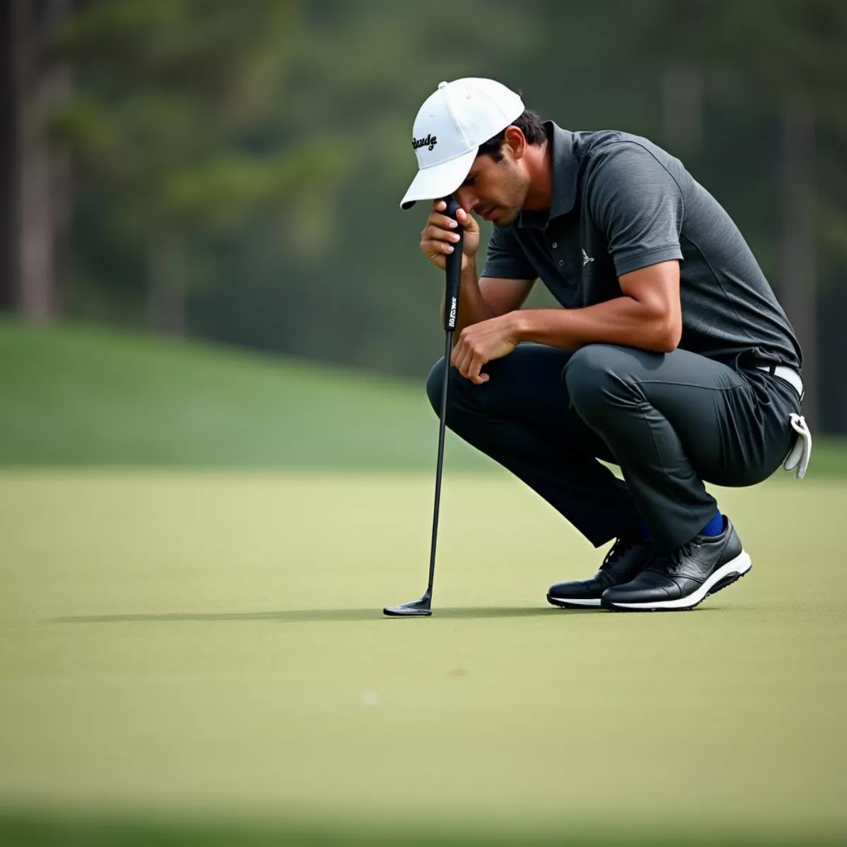 Golfer Lining Up Putt