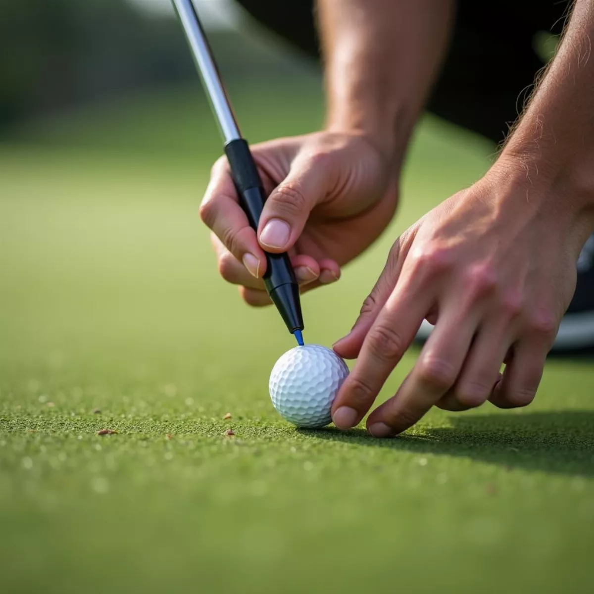 Golfer Marking Their Ball On The Green