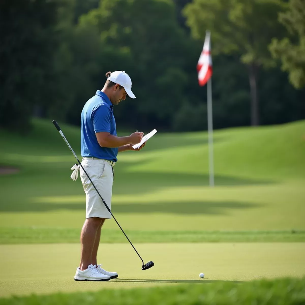 Golfer Marking Scorecard