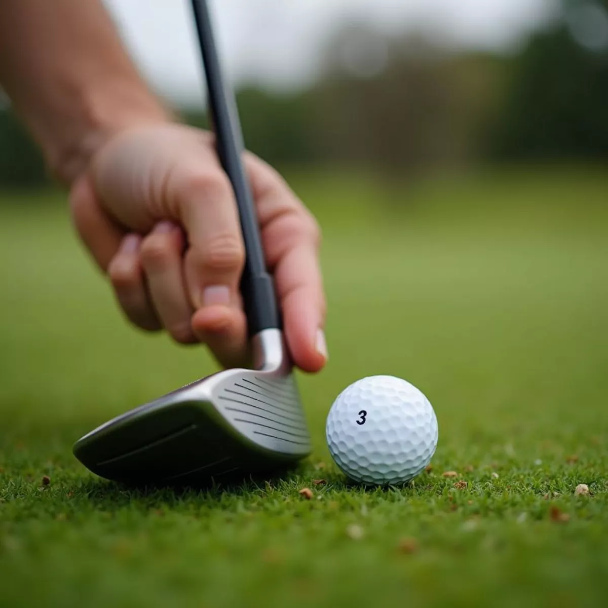 Golfer Measuring Club Length