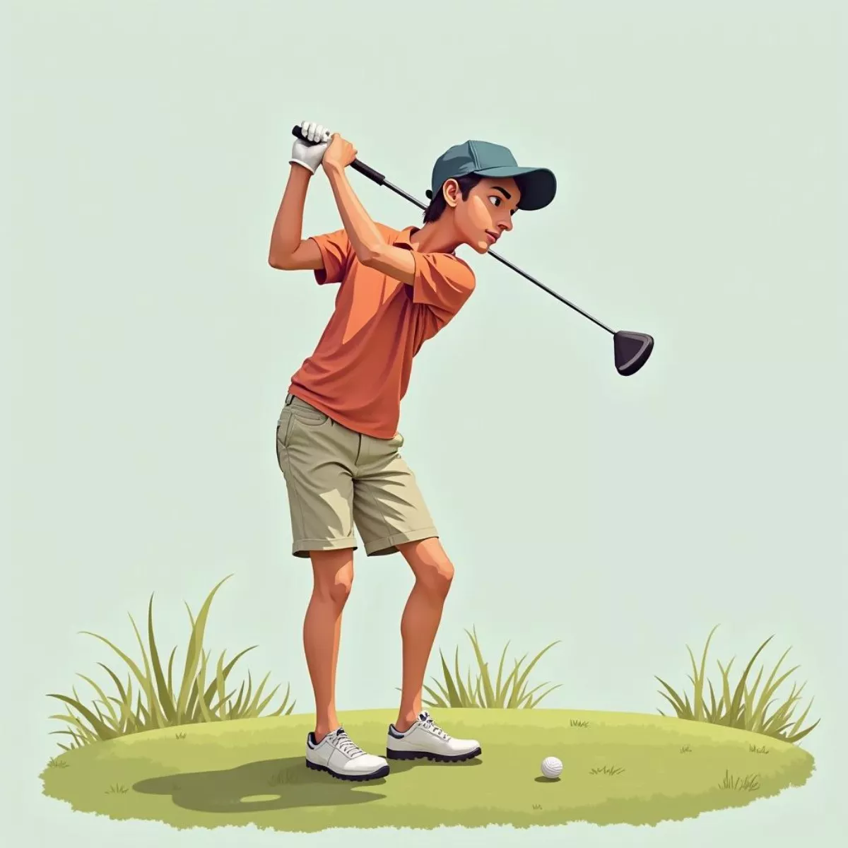 Golfer With Mental Focus During Swing