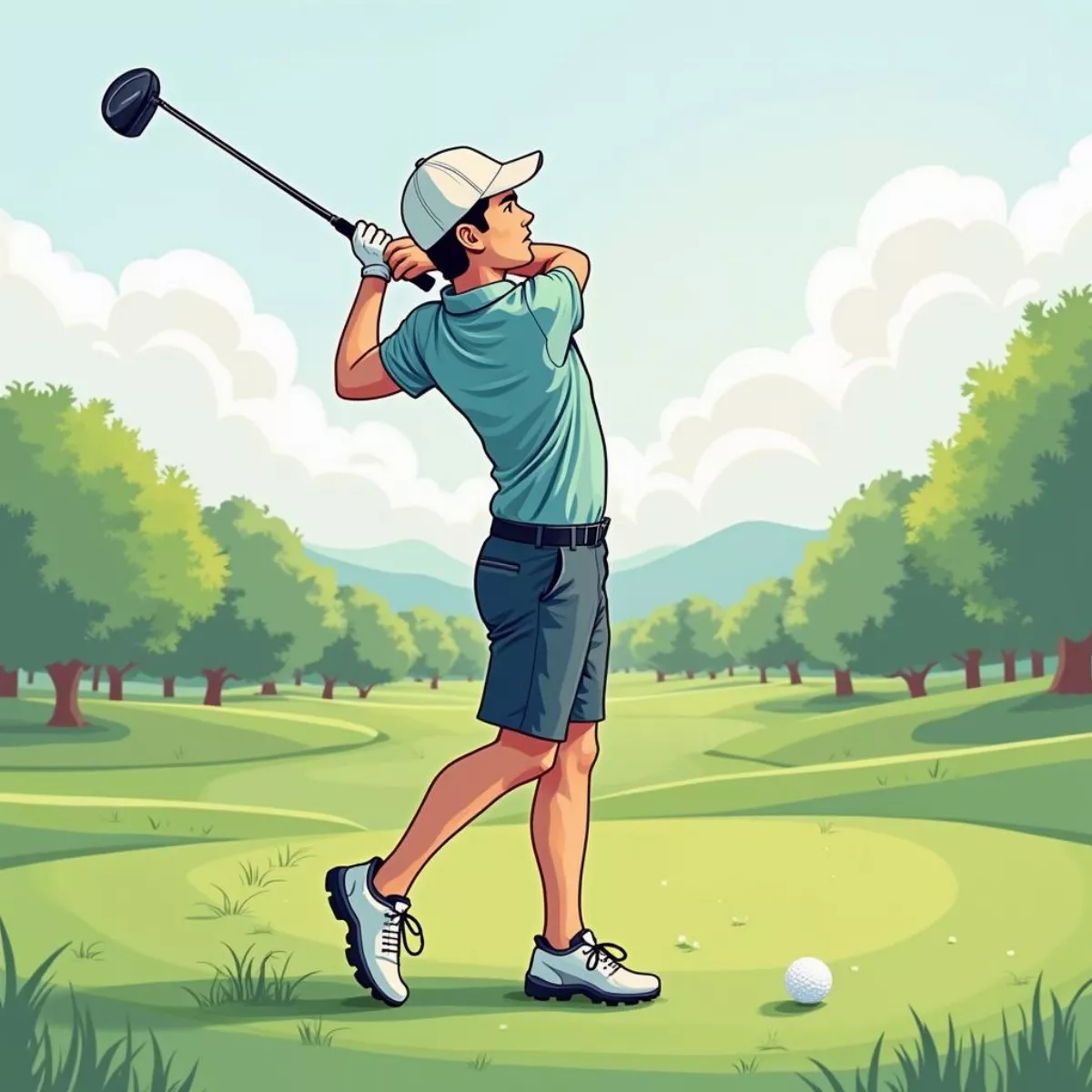 Golfer Perfecting Swing Technique